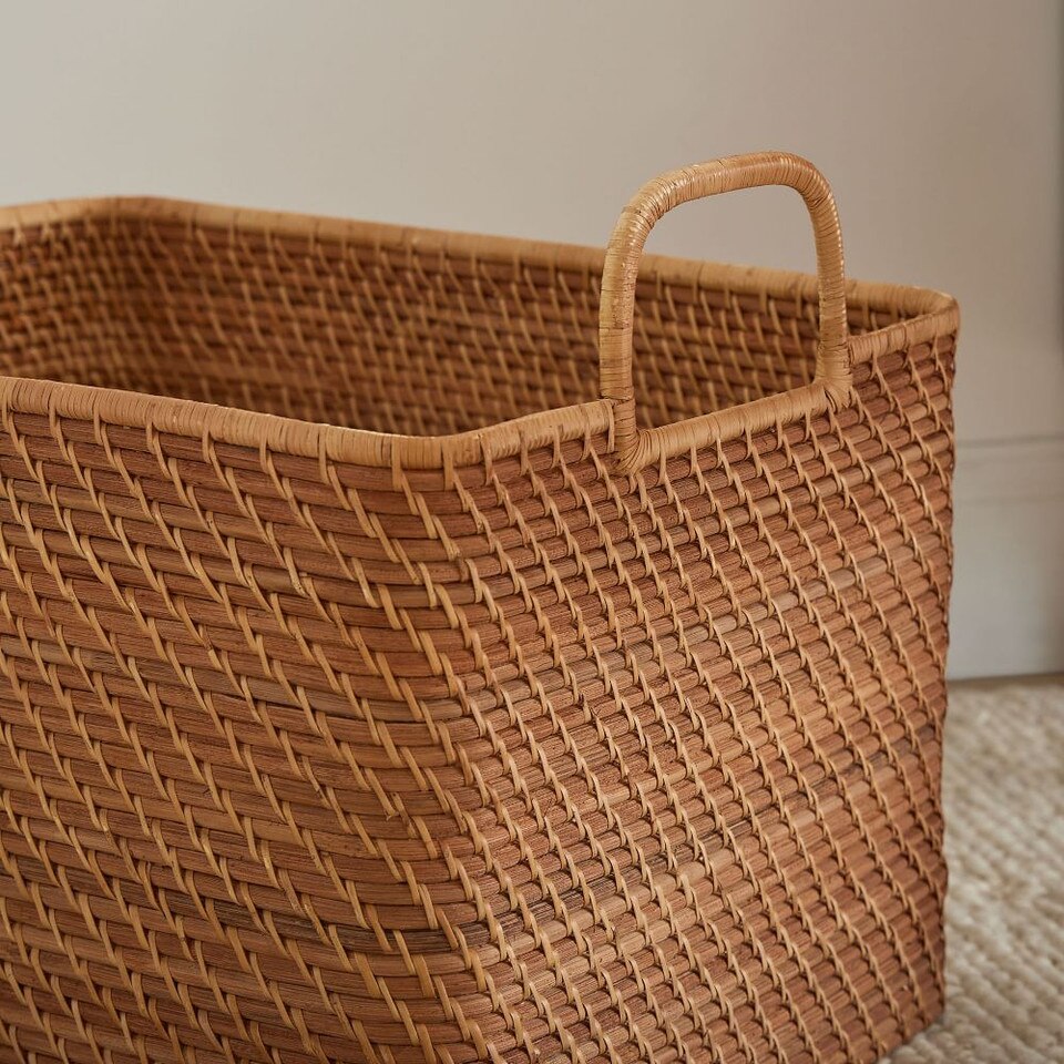 Modern Weave Oversized Storage Basket w/ Handles West Elm UK